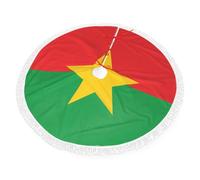 Jupe de sapin du Nouvel An 122 cm en dentelle avec drapeau du Burkina Faso imprimé sur un seul côté Convient pour les décorations de Noël