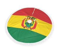 Jupe de sapin du Nouvel An 91,4 cm en dentelle avec drapeau de la Bolivie imprimé sur un seul côté Convient pour les décorations de Noël