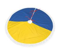 Jupe de sapin du Nouvel An 91,4 cm en dentelle avec drapeau de l'Ukraine imprimé sur un seul côté Convient pour les décorations de Noël