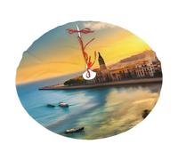 Jupe de sapin en polyester imprimé coucher de soleil à Barcelone 91,4 cm pour décoration de vacances, tapis décoratif de Noël doux