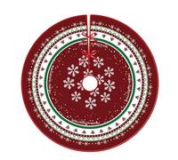 Jupe de Sapin Noël 90cm Couvre Pied Ronde - Tapis avec Motif Flocon de Neige et Éléments Classiques pour Décorations d'Arbre et Fêtes de Noël