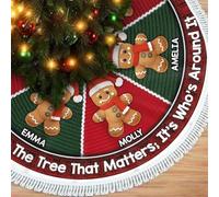Jupe de sapin personnalisable, cadeaux d'anniversaire de Noël pour maman, papa, frère, sœur, It's Not What's Under The Trees That Matters It's Who's Around I-t, jupe d'arbre en pain d'épices pour la