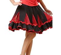 Jupe de spectacle de danse latine rouge/rose/vert pour femme, robe de danse tango cha salsa samba rumba, Rouge, 44