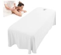 Jupe de table de massage, 114x71inCh refus de lit de beauté réutilisable avec trou de visage, couvercle de lit spa lavable, drap de lit de massage pour massage du salon