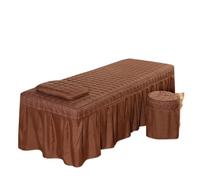 Jupe de table de massage Ensemble de linge lit Massage beauté, jupe Table, taie d'oreiller, housse tabouret(Coffee-L)