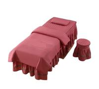 Jupe de table de massage Ensembles de literie for Salon beauté, jupe lit, taie d'oreiller, housse tabouret, couette, couvre-lit, 4 pièces(Color 3,190x80)