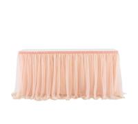 Jupe de Table, décoration douce, tissu d'anniversaire, accessoires de maison de mariage, couvertures en Tulle blanc rose violet, nappe rectangulaire ( Color : Rose gold , Size : 8FT 241X77CM )