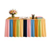 Jupe de table d'enseignant pour salle de classe, 180 x 75 x 0,5 cm | Nappe arc-en-ciel pour papeterie, maison, bureau, pique-nique, événement, rentrée scolaire, fête, crèche