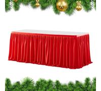 Jupe de table en tissu | Jupe de table plissée rectangulaire de 1,8 m | Housse ajustée pour décorations de Noël pour intérieur et extérieur, événement, anniversaire, mariage, révélation du sexe