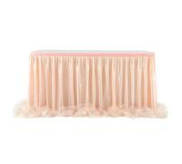 Jupe de table en tulle avec volants, style tutu, for tables pliantes, élégante décoration de fête d'anniversaire de princesse for présentation de gâteaux et desserts.(Champagne,6ft (185 cm/72.8in))
