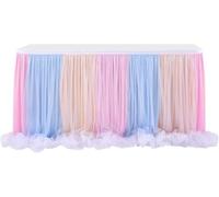 Jupe de table en tulle avec volants, style tutu, for tables pliantes, élégante décoration de fête d'anniversaire de princesse for présentation de gâteaux et desserts.(Multi-colored,9ft (275cm/108in))