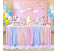Jupe de Table en Tulle pour fête à thème Baby Shower Wedding Rainbow Table Jupe Halloween décor pour Table Rectangle ou Table Ronde