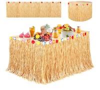 Jupe de Table Hawaïenne Décorations de Fête Hawaïennes Jupe Table avec des Fleurs Multicolores pour BBQ Fête Costumée Summer Tropical Garden Beach de Fête