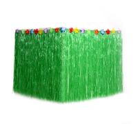 Jupe de table hawaïenne en plastique pour fête sur le thème tropical, anniversaire, pique-nique, festival, rassemblement, décoration de table (276 cm x 75 cm, vert militaire)