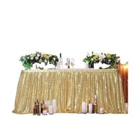 Jupe de Table Jupe de table à paillettes, nappe flash, décoration de fête d'anniversaire, mariage, festival, événement, jupes de table rectangulaires à paillettes, décoration(GREEN,14FT 70x426cm)