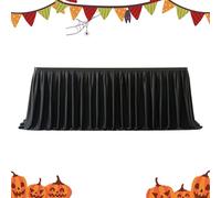 Jupe De Table, Jupe De Table Festonnée Noir, Accessoire Décoratif pour Bureau Baby-Shower Baptême Anniversaire Mariage Cérémonie Remise De Diplôme Halloween