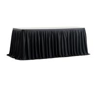 Jupe de table noire à volants, accessoire de bureau décoratif, installation et rangement faciles pour fête prénatale, baptême, fête d'anniversaire, remise de diplôme, carnaval, Halloween, mariage, 1,8