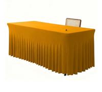 Jupe de Table Polyester, Nappes Extensibles pour Tables Rectangulaires 6ft, avec Élastique, pour Mariage, Fête, Banquet, Événement, Buffet, Réception(Golden yellow,183x76x76cm/72x29.9x29.9in)