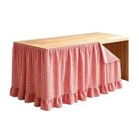 Jupe de table pour salle de classe 1,8 m à volants vichy à installation | Jupe de table en tissu pour salle de classe pour fête, dessert, bar, étude, banquet, salle à manger, événement