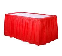 Unique Party - 50053 - Jupe de Table en Plastique - 4,2 m - Rouge