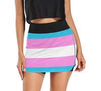 Jupe de tennis colorée avec poches pour femme Motif écailles de sirène arc-en-ciel, Drapeau Transgenre Lgbt Pride Bleu Blanc Rose, XX-Large