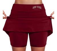 Jupe de tennis pour femme - Taille moyenne - Mini jupe de golf - Avec poches - Jupe de golf - 2 en 1 - Jupe de course imprimée - Robe courte basique solide - Jupe de sport avec short - Jupe