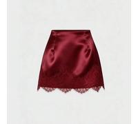 Jupe décontractée élégante en satin marron à motif floral rétro français, nouvelle arrivée chic du début du printemps L,M,S,XL,XSPlantesTissu tissé