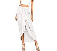 Jupe DéContractéE Fendue Portefeuille AsyméTrique éLastique Taille Haute Maxi DrapéE Solide Sexy Mini Mi Longue Courte Chic Grande Boheme Ete PlisséE Crayon Laine Chaud Jupe De Couleur Unie