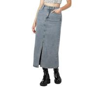 Jupe Denim Femme Mi Longue Jupe en Jean pour Femme Vintage Décontractés Été Midi Jupe Elastique Couleur Unie Slim Jean Jupe Demi-Jupe Femme Taille Haute Jupe Droit Lâche Mi-Longue