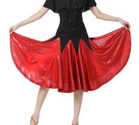 Jupe d'entraînement latine pour les spectacles de danse de société, jupe midi évasée avec une forme swing élégante, polyvalente à porter pour les fêtes et les activités de loisirs toute l'année