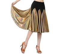 Jupe d'entraînement latine pour les spectacles de danse de société, jupe midi évasée avec une forme swing élégante, polyvalente à porter pour les fêtes et les activités de loisirs toute l'année