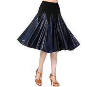 Jupe d'entraînement latine pour les spectacles de danse de société, jupe midi évasée avec une forme swing élégante, polyvalente à porter pour les fêtes et les activités de loisirs toute l'année