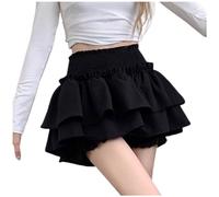 Jupe d'été de style ballet pour femmes dans le nouveau style occidental, jupe courte élastique taille haute et bord d'oreille en bois images sur toile, Noir , M