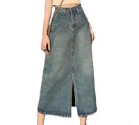 Jupe d'été longueur genou pour femme dans un ton vintage élégant, idéale pour les rendez-vous shopping ou les événements en plein air cette saison avec des amis (XS bleu)