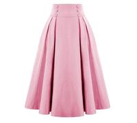 Jupe d'été pour femme - Couleur unie - Jupe trapèze plissée - Jupe d'hiver pour femme, Rose, XXL