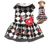 Jupe D'Halloween De Chien - Costume De Compagnie Festif | Vêtements De Robe Mignonne Pour Petits Chiens Moyens | Robe En Dentelle De Chiot À Motif De Crâne Avec Fleur Des Yeux | Tenue De Fête De Cospl