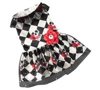 Jupe d'Halloween pour chien, robe d'Halloween pour animaux de compagnie, jupe en dentelle avec motif tête de mort et fleur des yeux | Tenues pour animaux de compagnie pour petites et moyennes races