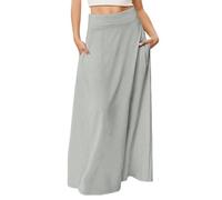 Jupe droite unie pour femme, jupe midi basique décontractée pour le quotidien, les excursions, le printemps, l'été, l'automne, polyvalente, extensible, confortable, Gris clair., M