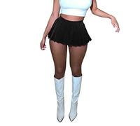 Jupe Ecossaise Femme Mini Jupe plissée pour Femme Sexy Club High Elastic Tennis Skating Jupe A Line Skirt Jupe Longue Noire Jupe Jean Jupe Blanche (Black, S)