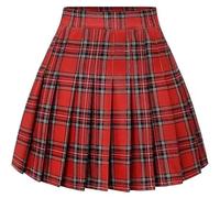Jupe Ecossaise Femme Taille Haute- Jupe Plissee TrapèZe A-Line Fluide Trapeze Printemps ÉTé DéContractéE Vacances Plage Swing Skirt Comfortable Petite à Carreaux éLéGants pour Party