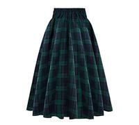 Jupe Ecossaise Femme Taille Haute- Jupe Plissee Vintage Mi Longue Carreaux Décontractée AVCE Bouton Classiques Baggy Comfortable Chic Et Élégants De Tous Les Jours Skirt Party