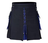 Jupe écossaise pour homme - Vêtement gothique à carreaux classique - Tartan écossais - Kilt gothique - Jupe plissée - Confortable - Style rétro - Carnaval, 01# bleu., S