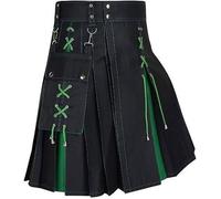 Jupe écossaise pour Hommes Nouvelle Jupe pour Hommes Jupe plissée Traditionnelle Épissure Utilité écossaise Classique Vert S