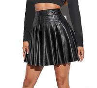 Jupe élégante en similicuir pour femme, taille haute, confortable pour les fêtes et un usage quotidien (XL noir)