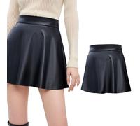 Jupe en cuir Jupes Kilt Jupe plissée Jupe trapèze Femmes Fermetures éclair Confortable Jachère Taille haute Vie quotidienne, Noir , L