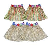 Jupe en Herbe Hawaïenne 4 Pièces, Vêtements de Performance, Élastique pour Fête sur La Plage et Performance de Danse