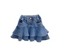 Jupe en jean 2025 pour filles, tout-petit, décontractée, taille extensible, confortable, jupe d'été pour petites filles, costume, bleu, 7-8 ans