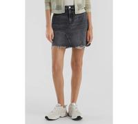 Jupe en jean Ã©vasÃ©e effet used ourlet effilochÃ© femme QS Gris 34