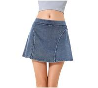 Jupe en jean avec boutonnière, très élastique, deux pièces, cowboy yoga, jupe courte, taille haute, sport amincissant, ceinture de fitness, short, demi-jupe ensemble fille 134, BU1, XL