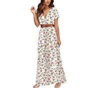 Jupe en Jean Courte Robe Droite Robe Longue sans Manches Épaule Froide Solide Imprimé Ourlet Fendu Cordon Robe Décontractée Robe pour Femmes Sexy